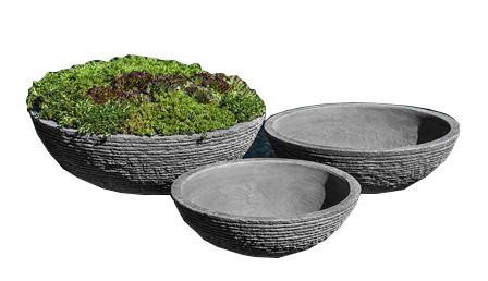 Campania International Fiber Cement Stone Ledge Zen Bowl Urn/Planter Campania International