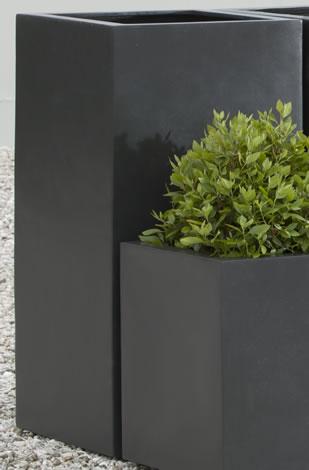 Campania International Fiber Clay Farnley Square Planter 1836 - Stone Grey Lite - S/1 Urn/Planter Campania International