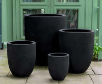 Thumbnail for Campania International Fiber Clay Bradford Planter Urn/Planter Campania International Onyx Black Lite Large