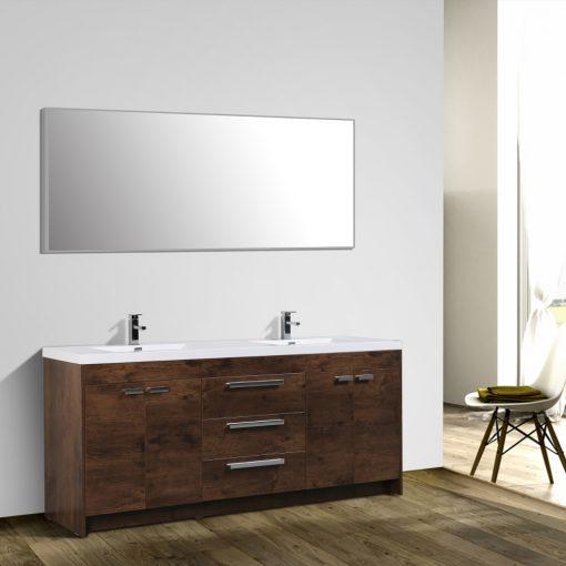 Eviva Lugano 84″ Modern Double Sink Bathroom Vanity w/ White Integrated Top Vanity Eviva