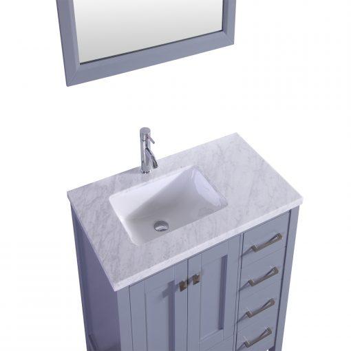Totti Shaker 36″ Transitional Bathroom Vanity with White Carrera Countertop Vanity Eviva