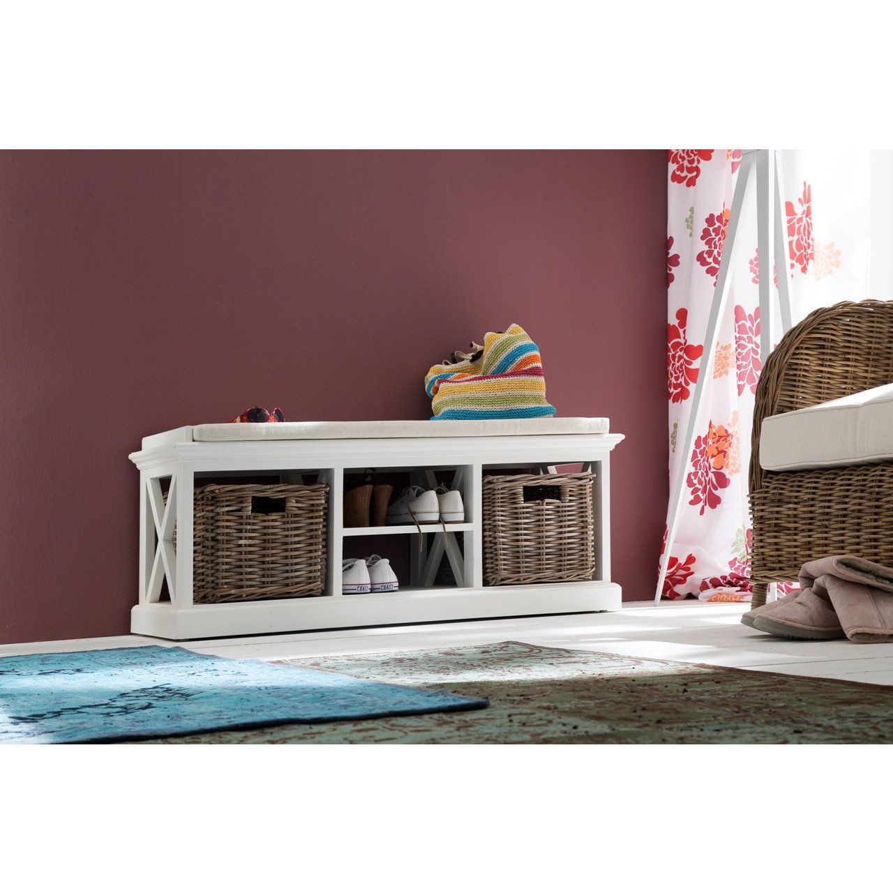 NovaSolo Halifax BE001 Bench & Basket set with seat cushion Bench & Basket set NovaSolo