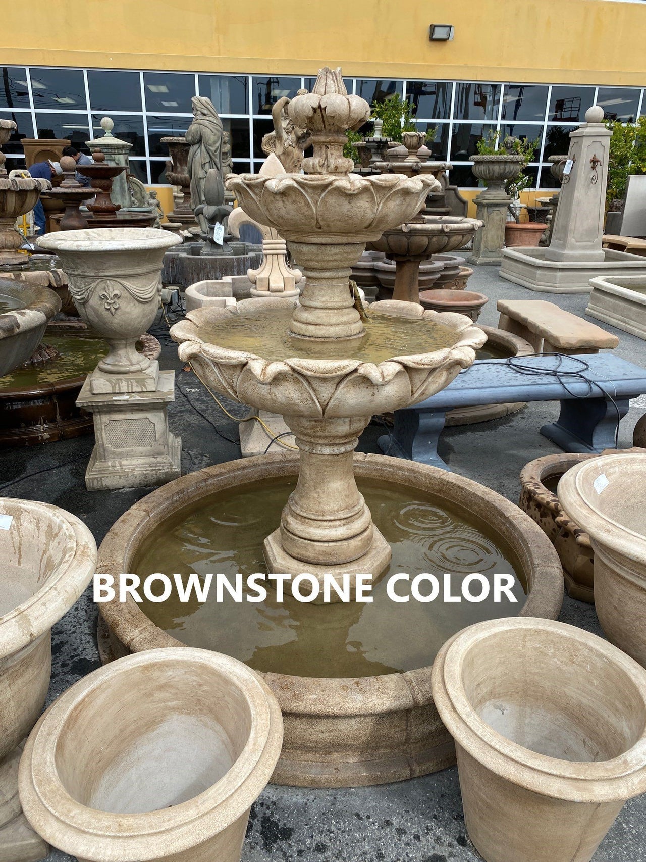 Lemon Lavabo Wall Cast Stone Outdoor Fountain Fountain Tuscan Brownstone (BS) 