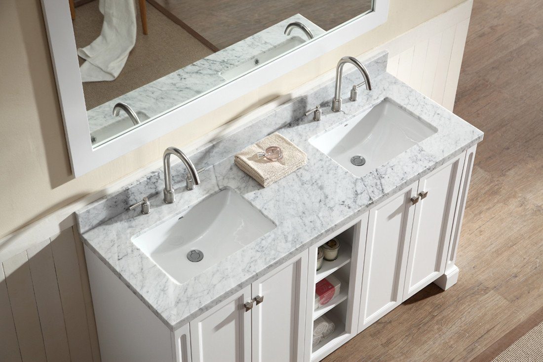 ARIEL Westwood 61" Double Sink Bathroom Vanity Set in White Vanity ARIEL 
