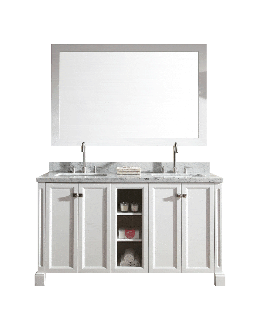 ARIEL Westwood 61" Double Sink Bathroom Vanity Set in White Vanity ARIEL 