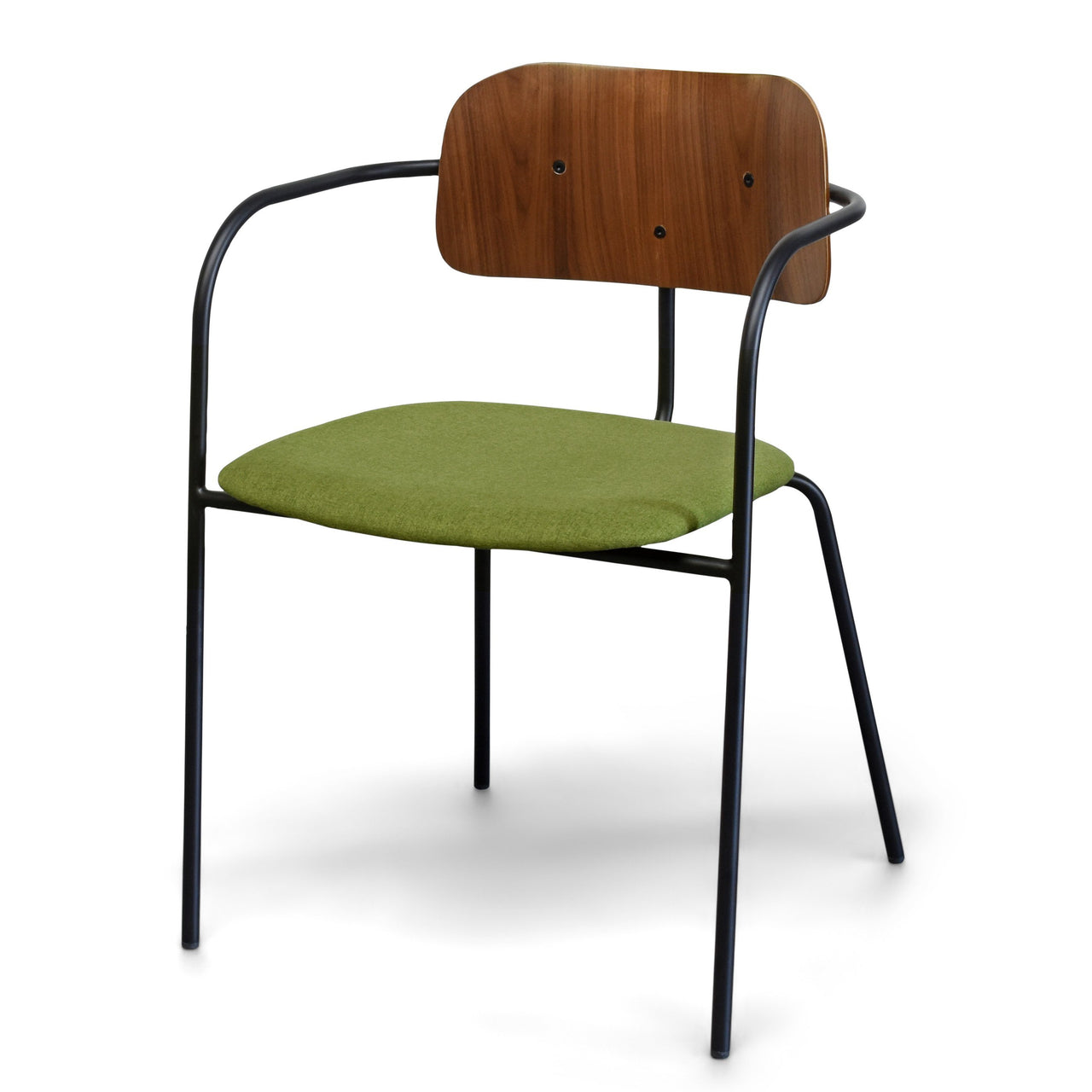 Cameron Modern Dining Chair with Walnut Veneer for Kitchen, Living Room and Dining Room (Set of 2,Upholstered Seat ) Dining Chair Gingko Green