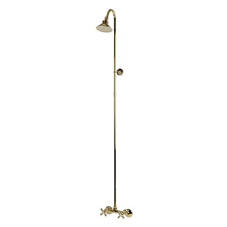 Kingston Brass Vintage Wall Mount Shower Package, Polished Brass Clawfoot Tub Set Kingston Brass
