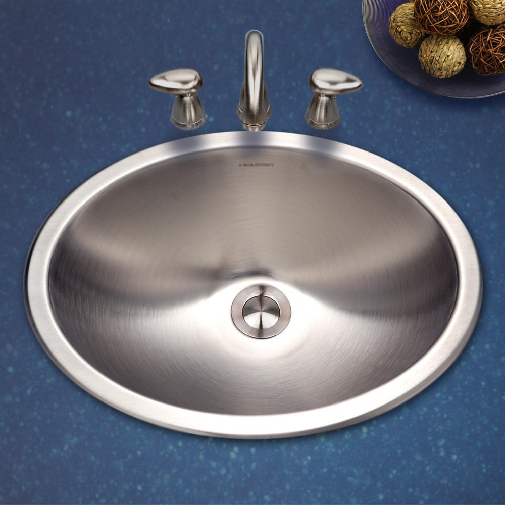 Houzer CHT-1800-1 Opus Series Topmount Stainless Steel Oval Bowl Lavatory Sink Bathroom Sink - Topmount Houzer 