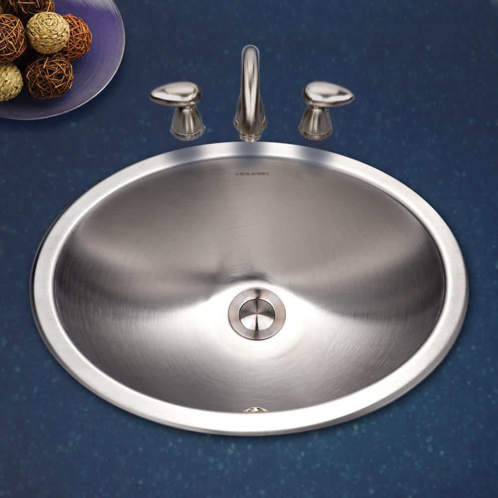 Houzer Opus Series Topmount Stainless Steel Oval Bowl Lavatory Sink with Overflow Bathroom Sink - Topmount Houzer