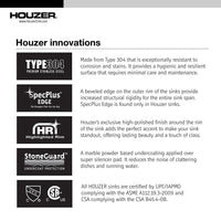 Thumbnail for Houzer CS-1105-1 Club Series Undermount Stainless Steel Compact Bar/Prep Sink Bar Sink - Undermount Houzer 