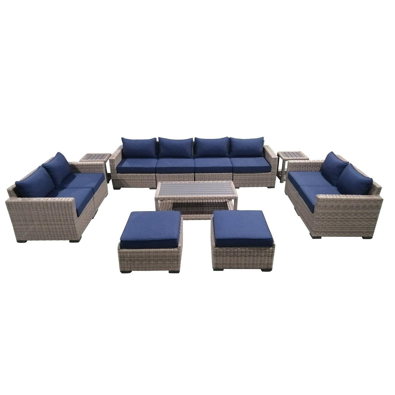13-Piece Outdoor Pation Funiture Set Wicker Rattan Sectional Sofa Couch with Coffee Table and Side Table Outdoor Furniture Casual Inc. 