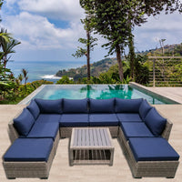 Thumbnail for 9-Piece Outdoor Pation Funiture Set Wicker Rattan Sectional Sofa Couch with Coffee Table Outdoor Furniture Casual Inc. 