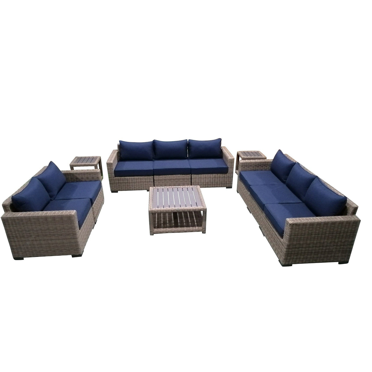 11-Piece Outdoor Pation Funiture Set Wicker Rattan Sectional Sofa Couch with Coffee Table and Side Table Outdoor Furniture Casual Inc. 