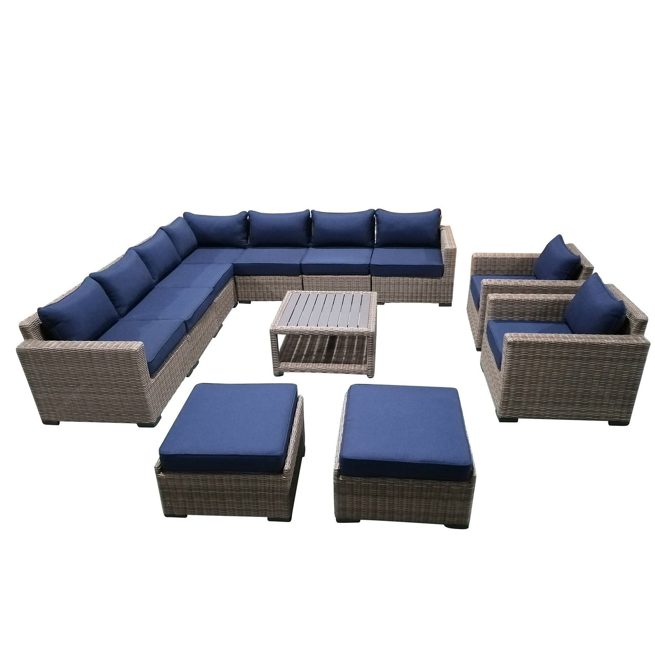 12-Piece Outdoor Pation Funiture Set Wicker Rattan Sectional Sofa Couch with Coffee Table Outdoor Furniture Casual Inc. 