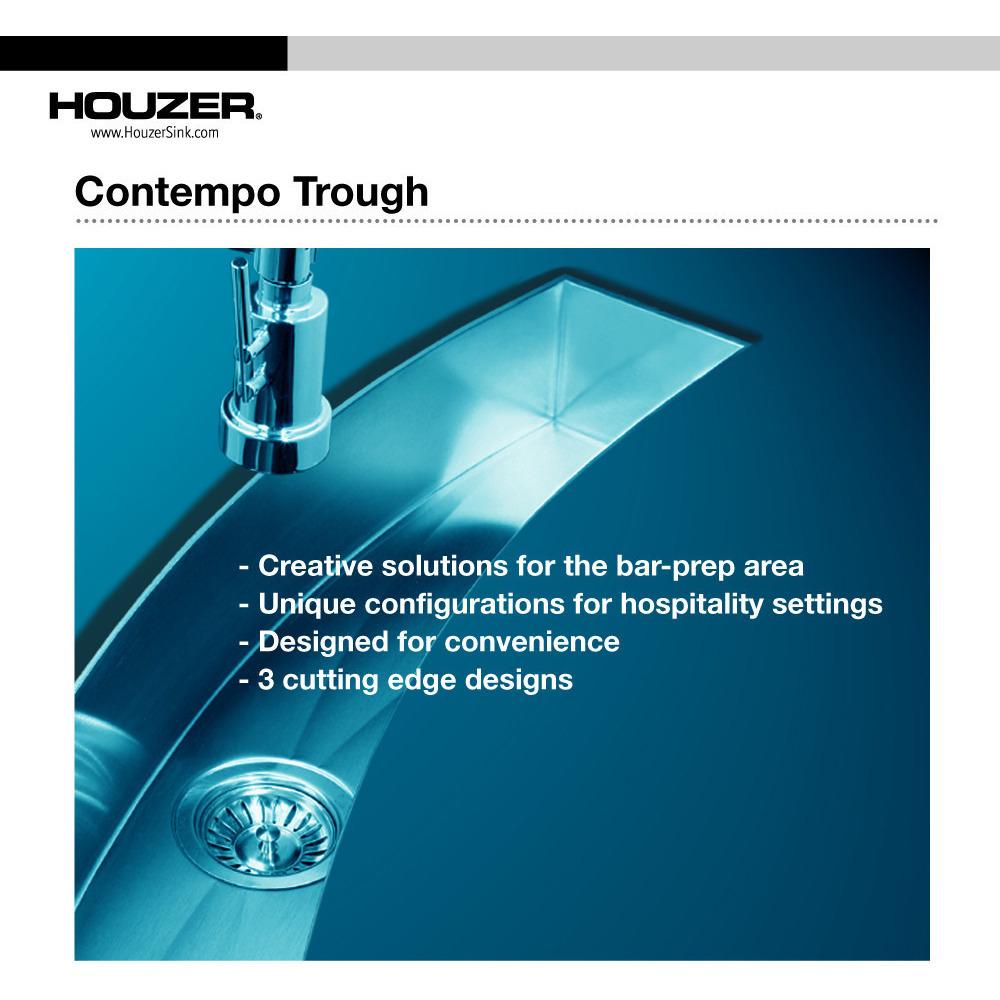 Houzer CTB-2385 Contempo Trough Series Undermount Stainless Steel Bar/Prep Sink Bar Sink - Undermount Houzer