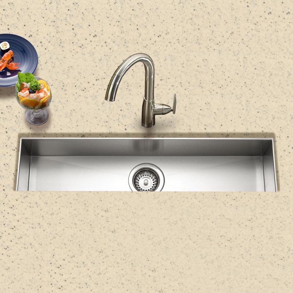 Houzer CTB-3285 Contempo Trough Series Undermount Stainless Steel Bar/Prep Sink Bar Sink - Undermount Houzer