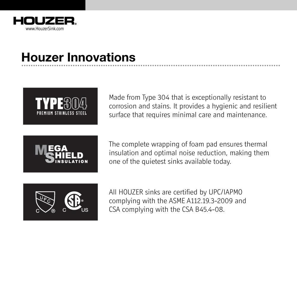 Houzer CTB-3285 Contempo Trough Series Undermount Stainless Steel Bar/Prep Sink Bar Sink - Undermount Houzer