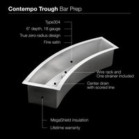 Thumbnail for Houzer Contempo Trough Series Undermount Stainless Steel Curved Bowl Bar/Prep Sink Bar Sink - Undermount Houzer 
