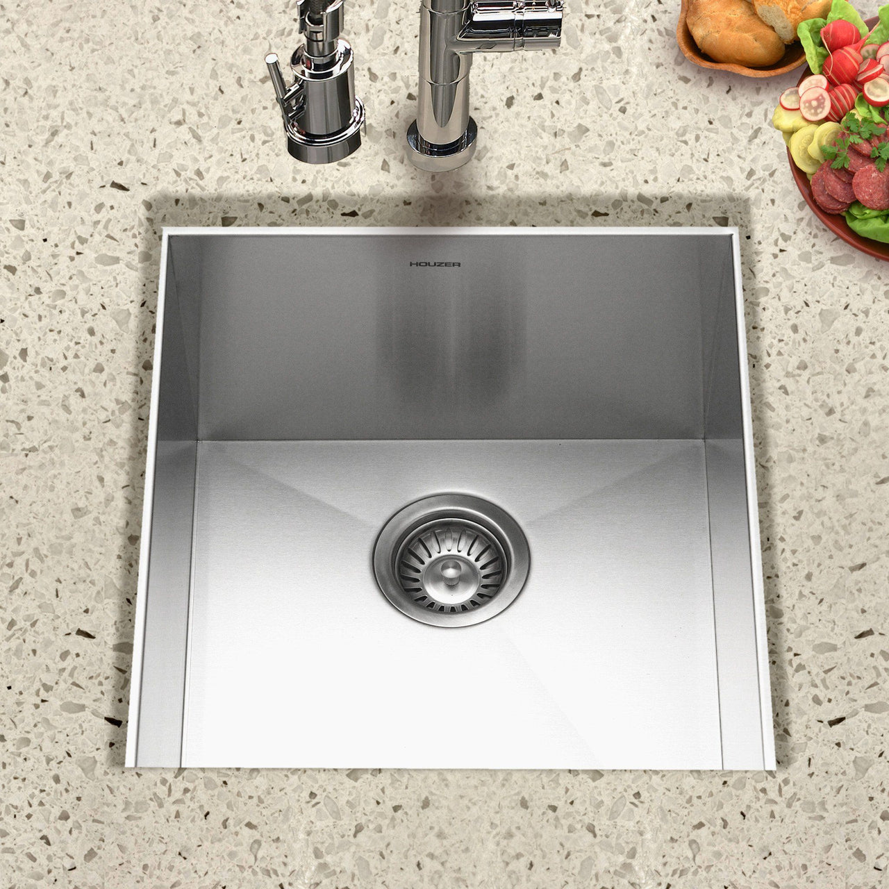 Houzer CTR-1700 Contempo Series Undermount Stainless Steel Bowl Bar/Prep Sink Bar Sink - Undermount Houzer