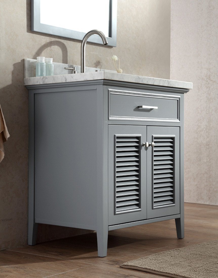 ARIEL Kensington 31" Single Sink Bathroom Vanity Set Solid Wood Cabinets - Gray Vanity ARIEL