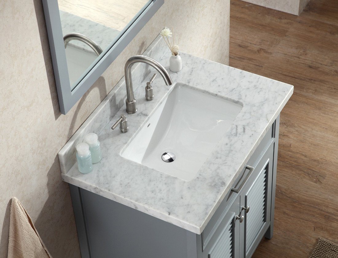 ARIEL Kensington 31" Single Sink Bathroom Vanity Set Solid Wood Cabinets - Gray Vanity ARIEL