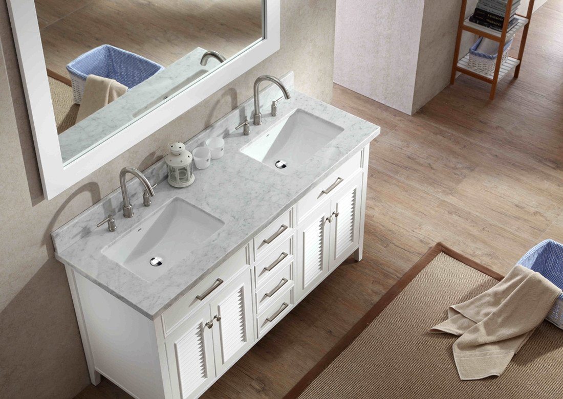 ARIEL Kensington 61" Double Sink Bathroom Vanity Set in White Vanity ARIEL 
