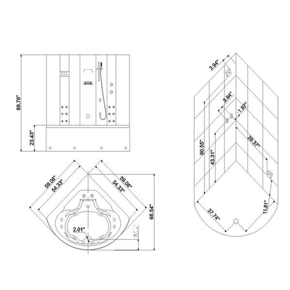 ARIEL Platinum DA324HF3 Steam Shower Steam Shower ARIEL