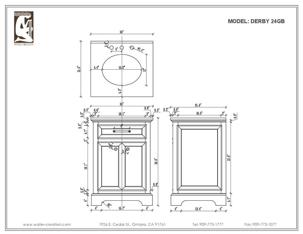 Derby 24" Cashmere Grey Single Sink Bathroom Vanity With Matching Framed Mirror Vanity Water Creation