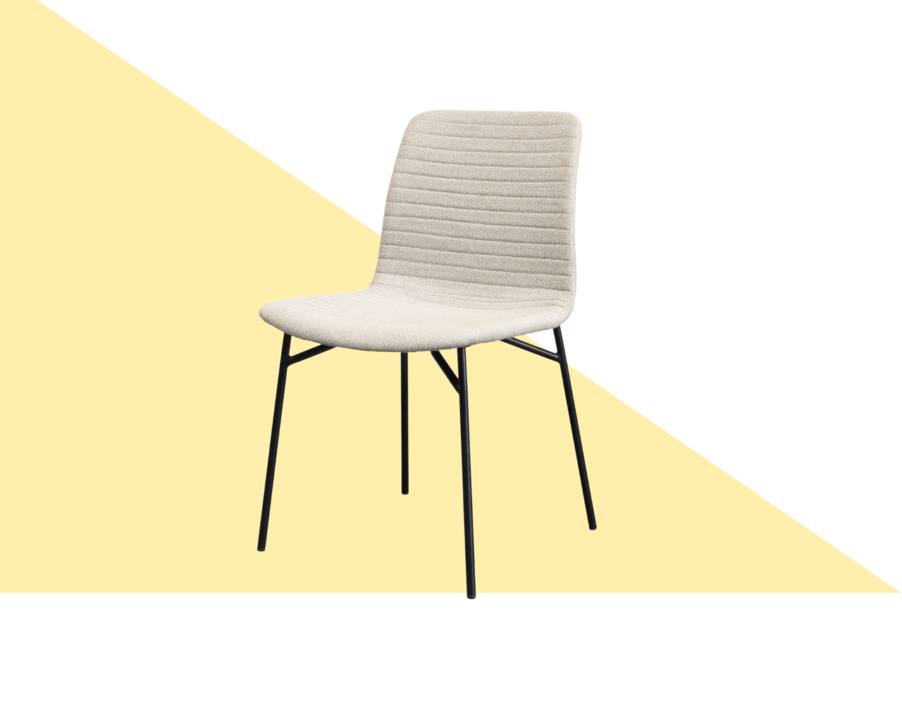 Ella Modern Dining Chair with Matte Black Steel Legs for Kitchen, Living Room and Dining Room (Set of 2, Beige Upholstered Seat) Dining Chair Gingko