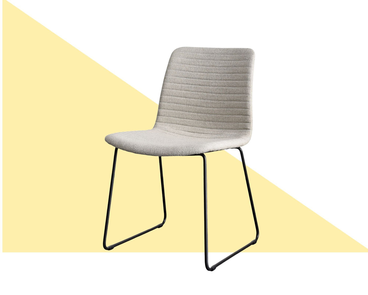 Eric Modern Dining Chair in White with Matte Black Steel Legs for Kitchen, Living Room and Dining Room (Set of 2, Beige Upholstered Seat) Dining Chair Gingko