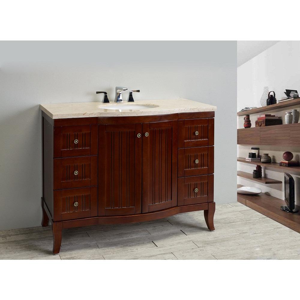 Eviva Odessa Zinc 48" Brown Vanity Set with Crema Marfil Marble Counter-top Vanity Eviva
