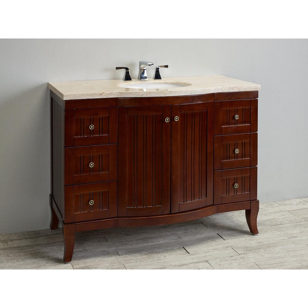 Eviva Odessa Zinc 48" Brown Vanity Set with Crema Marfil Marble Counter-top Vanity Eviva