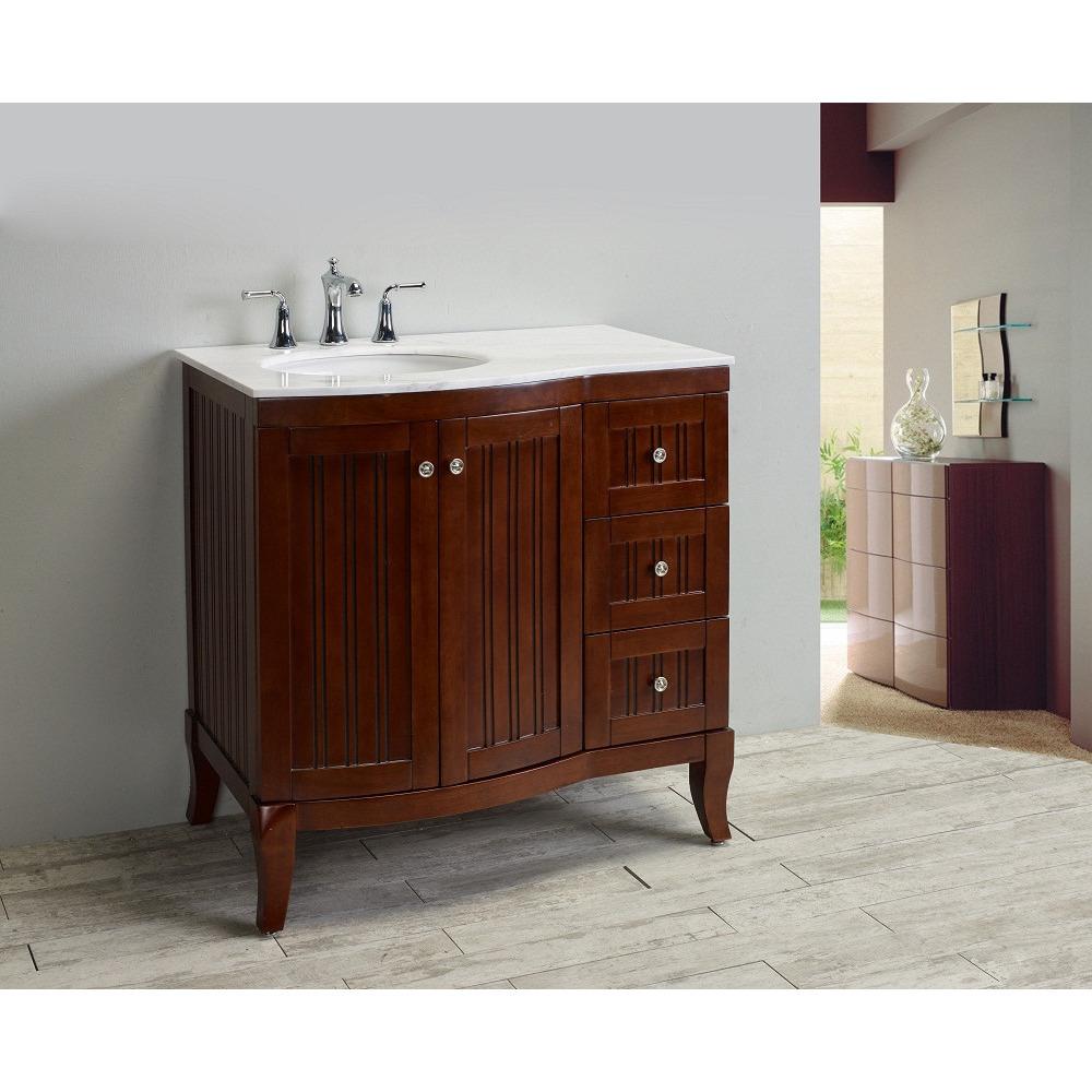 Eviva Odessa Zinc 36" Brown Transitional Bathroom Vanity Set With Counter-top Vanity Eviva