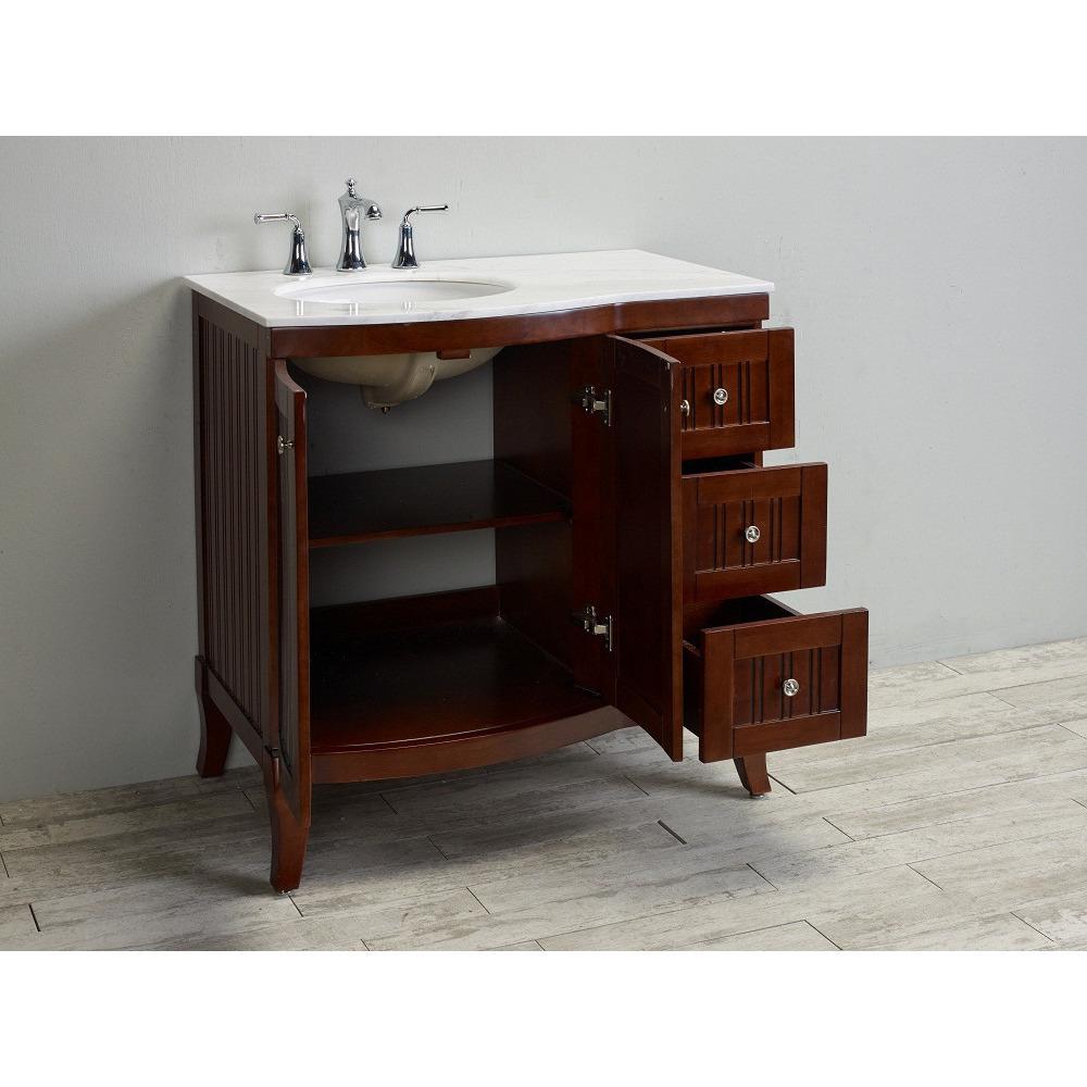Eviva Odessa Zinc 36" Brown Transitional Bathroom Vanity Set With Counter-top Vanity Eviva