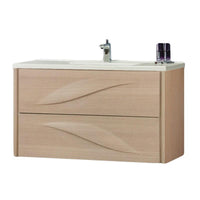 Thumbnail for Eviva Findo 39 Inch Oak Wall Mount Bathroom Vanity with White Integrated Solid Surface Sink Bathroom Vanity Eviva 