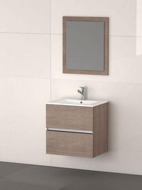 Thumbnail for Eviva Ikaro® 24″ Inch Modern Bathroom Vanity Wall Mount with White Integrated Porcelain Sink Vanity Eviva Medium Oak
