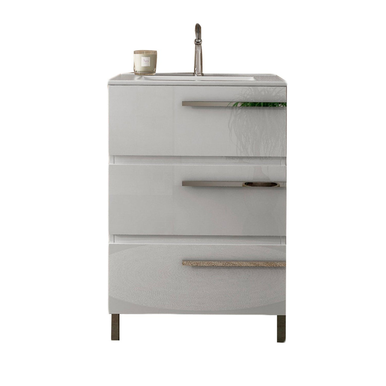 Eviva Oliver 24 inch White Free standing Bathroom Vanity with Skirt Vanity Eviva