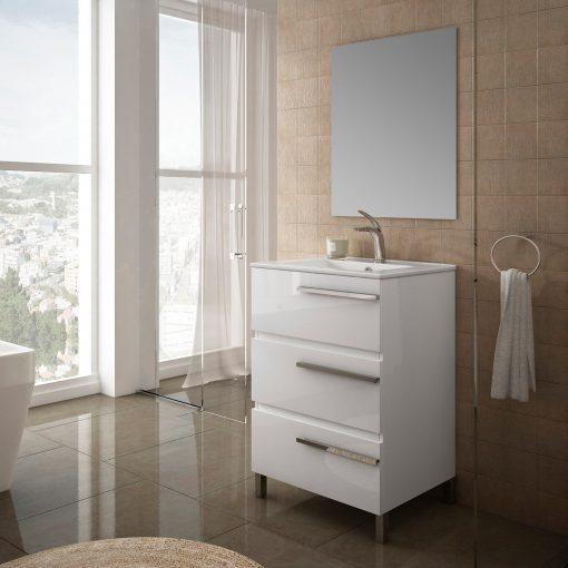 Eviva Oliver 24 inch White Free standing Bathroom Vanity with Skirt Vanity Eviva