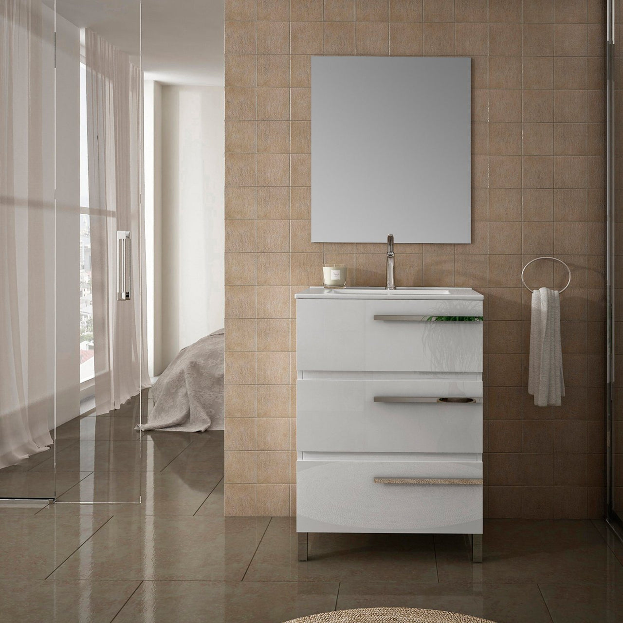 Eviva Oliver 24 inch White Free standing Bathroom Vanity with Skirt Vanity Eviva