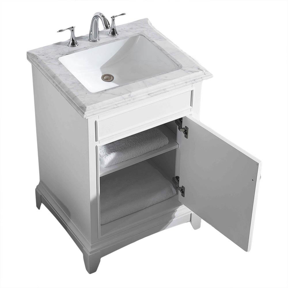 Eviva Elite Princeton 24″ Solid Wood Bathroom Vanity Set with Double OG White Carrera Marble Top Vanity Eviva