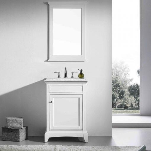 Eviva Elite Princeton 24″ Solid Wood Bathroom Vanity Set with Double OG White Carrera Marble Top Vanity Eviva