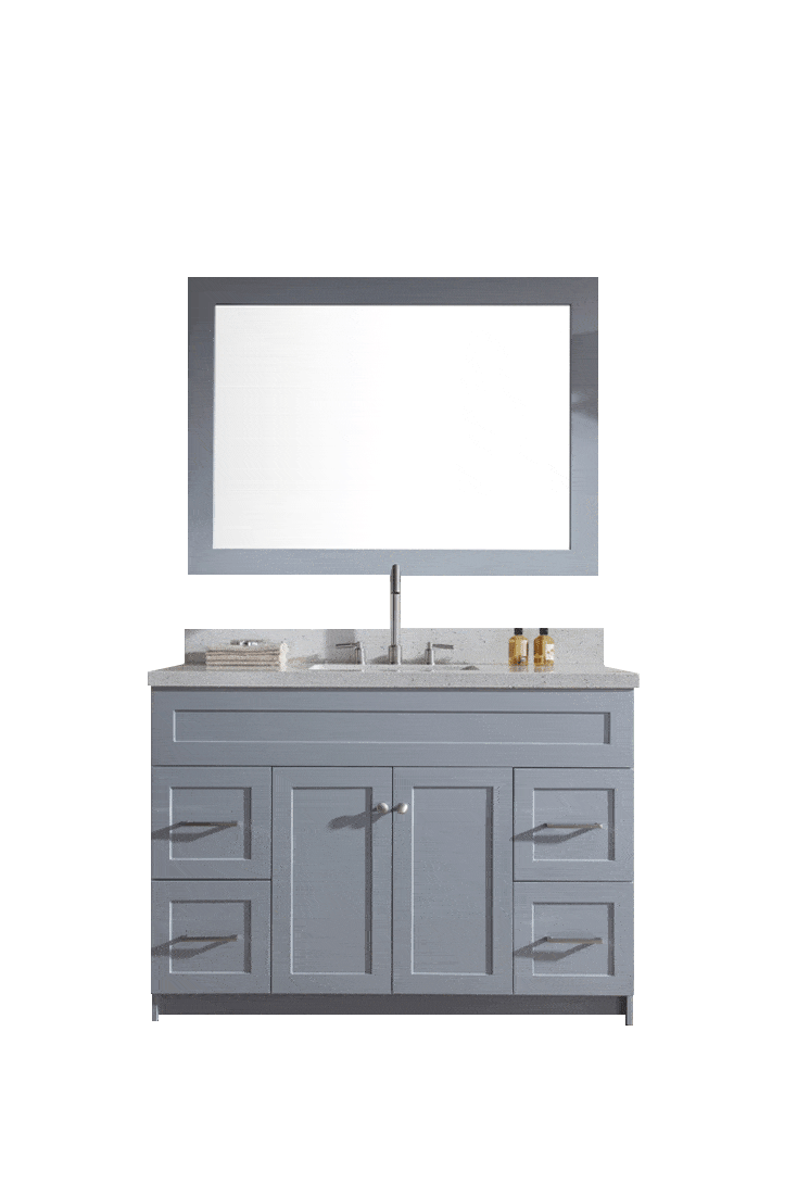 ARIEL Hamlet 49" Single Sink Vanity Set with White Quartz Countertop in Grey Vanity ARIEL 
