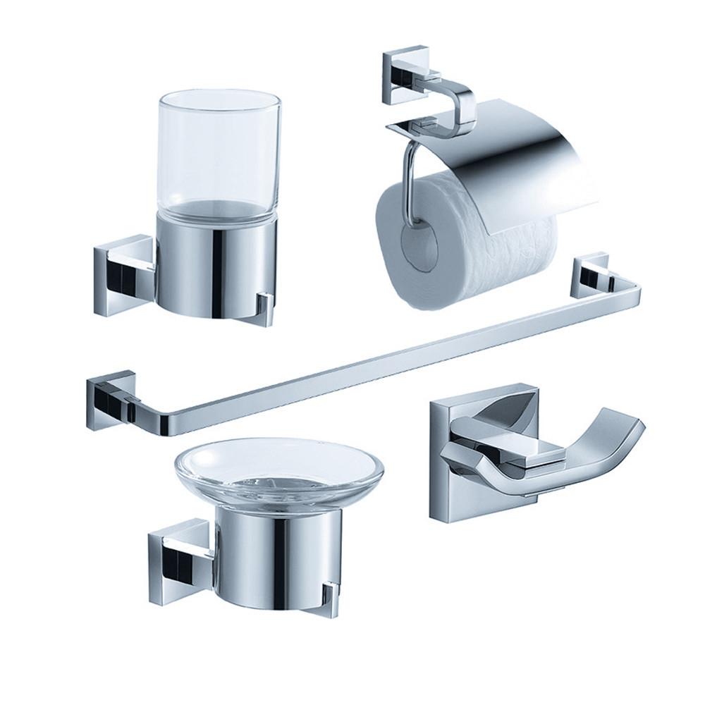 Fresca Glorioso 5-Piece Bathroom Accessory Set - Chrome Bathroom Accessory Set Fresca