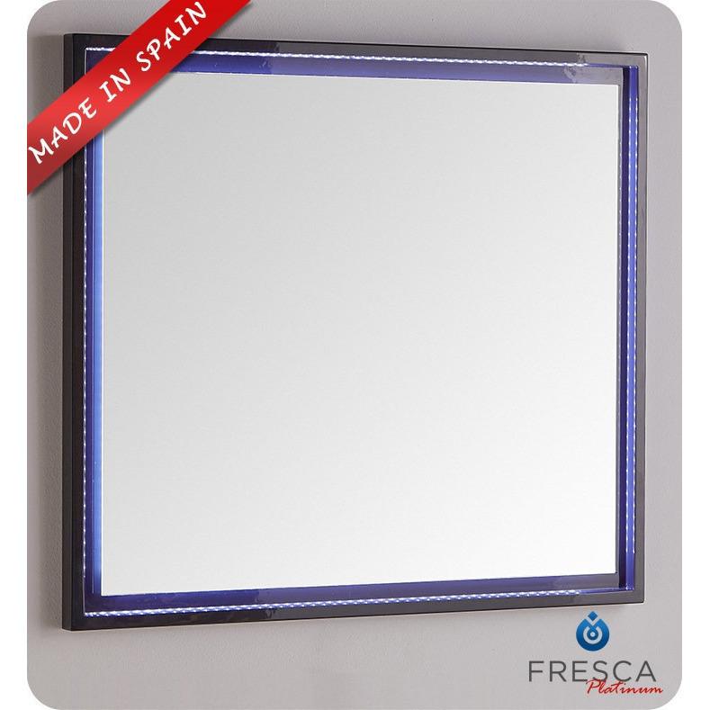 Fresca Platinum Due 36" Glossy Cobalt Modren Wall Framed Bathroom LED Mirror Mirror Fresca 