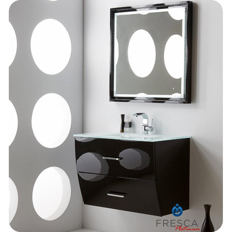 Fresca Platinum Wave 32" Glossy Black Modern Bathroom Vanity Vanity Fresca