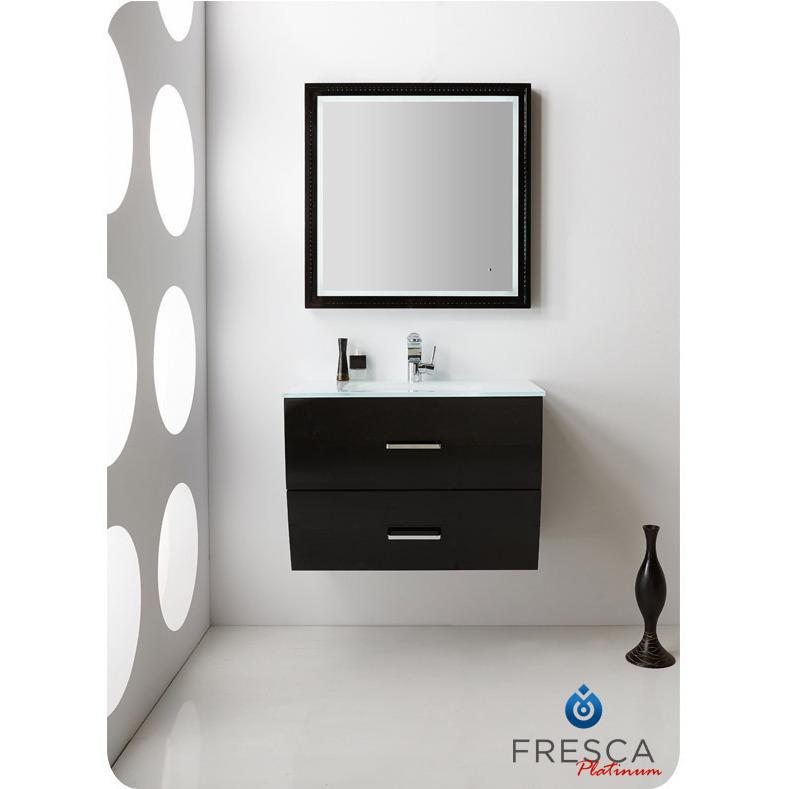 Fresca Platinum Wave 32" Glossy Black Modern Bathroom Vanity Vanity Fresca