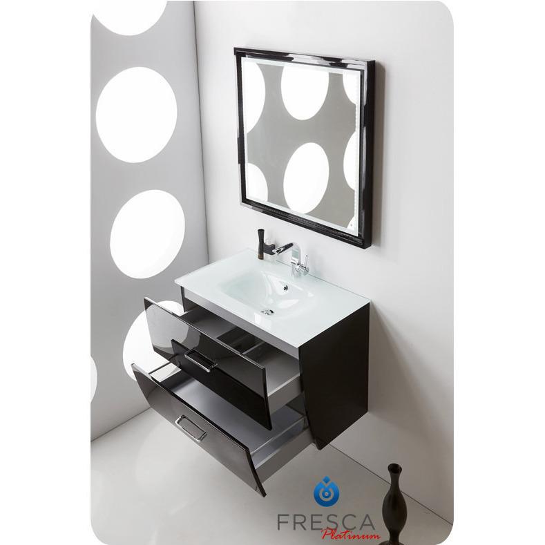 Fresca Platinum Wave 32" Glossy Black Modern Bathroom Vanity Vanity Fresca