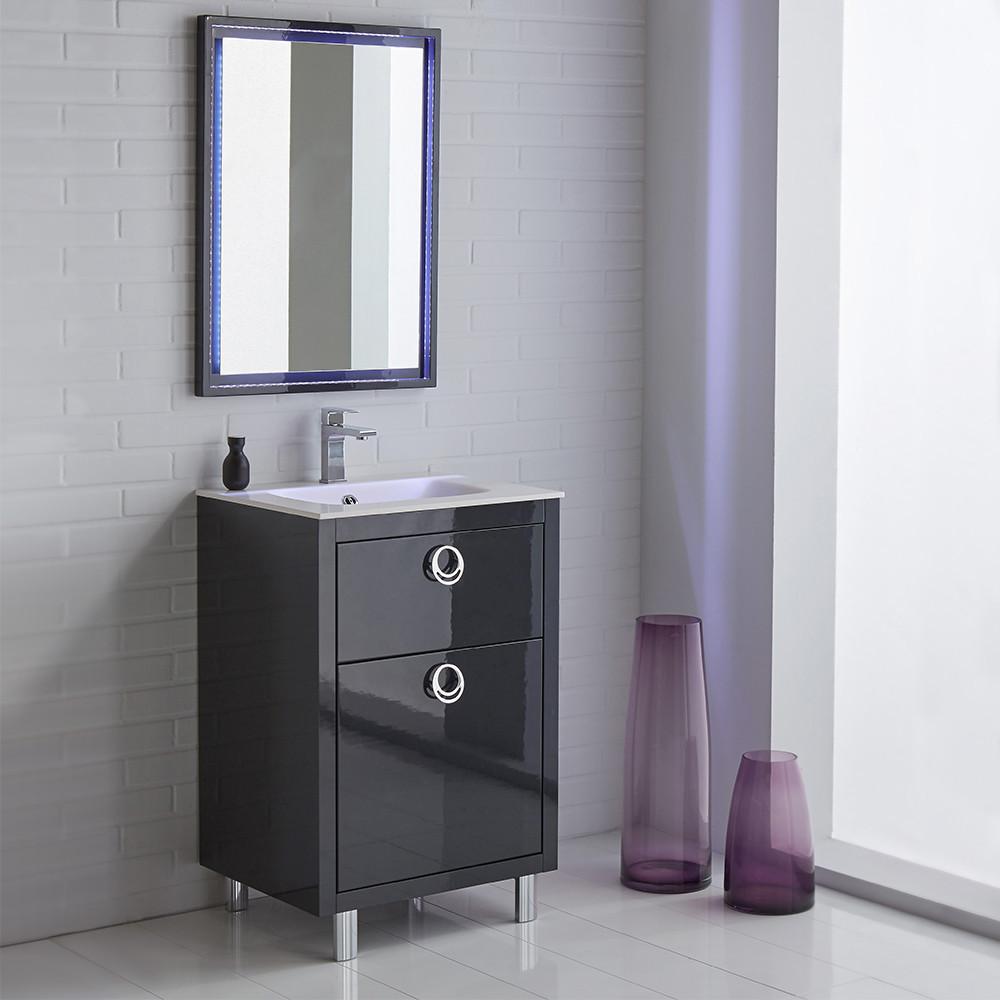 Fresca Platinum Due 24" Glossy Cobalt Modern Bathroom Vanity Set Free Faucet Vanity Fresca