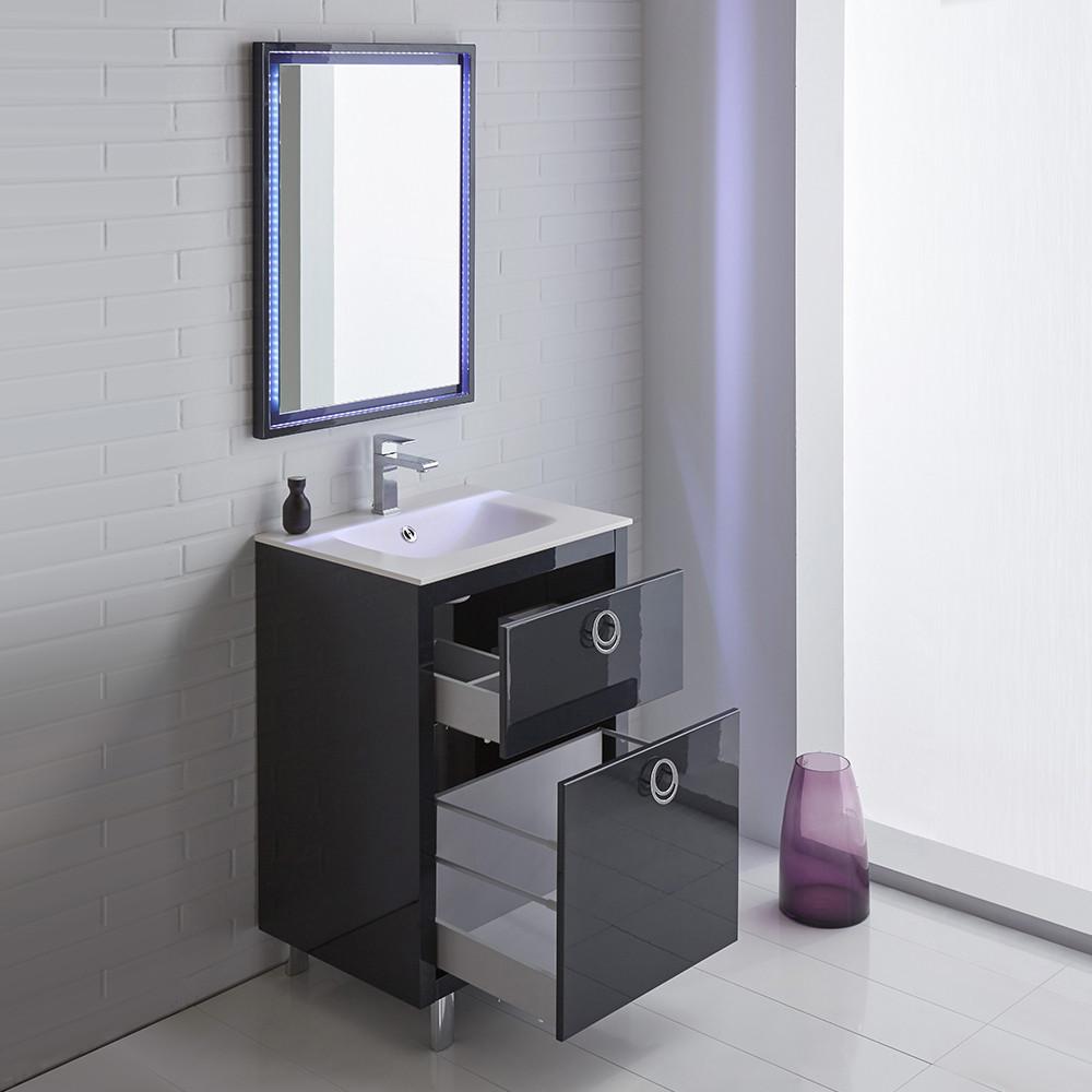 Fresca Platinum Due 24" Glossy Cobalt Modern Bathroom Vanity Set Free Faucet Vanity Fresca