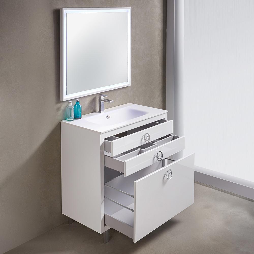 Fresca Platinum Due 36" Highest Quality Modern Bathroom Vanity Set Glossy White Vanity Fresca